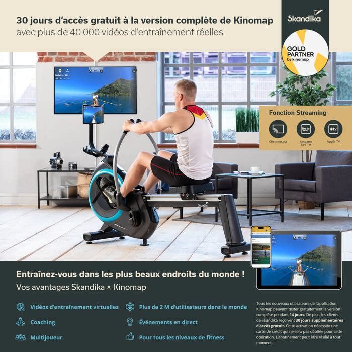 Remo Magnético com Braços Articulados 3D - Skandika Nordlys - 16 Níveis de Resistência - 21 Programas + 1 Manual - Suporte para Tablet