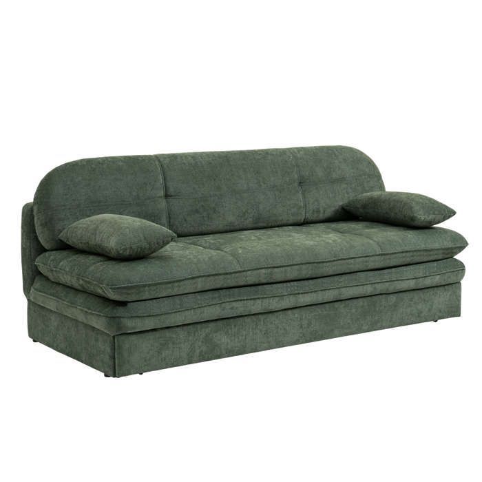 Sofá convertible de 3 plazas CILA en tela verde.