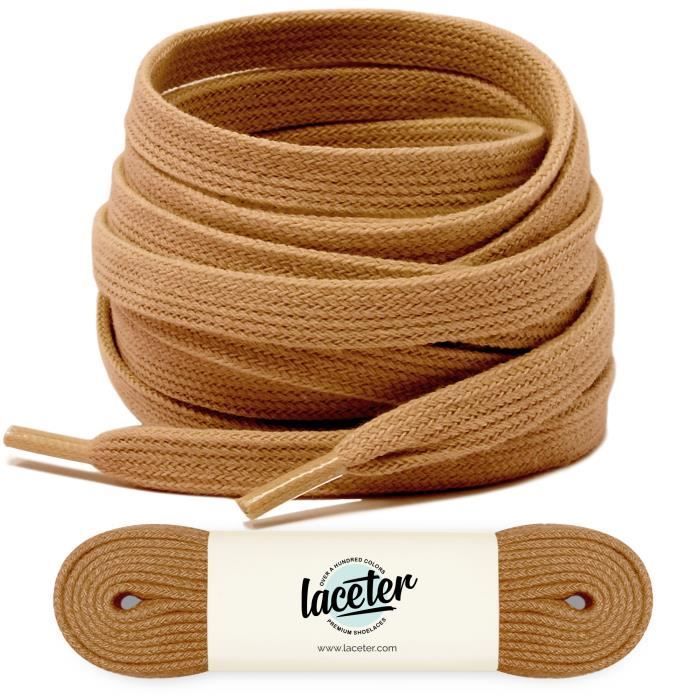 Lacets plats marron clair, 120 cm, Largeur 8mm, Lacet marron pour basket et chausures