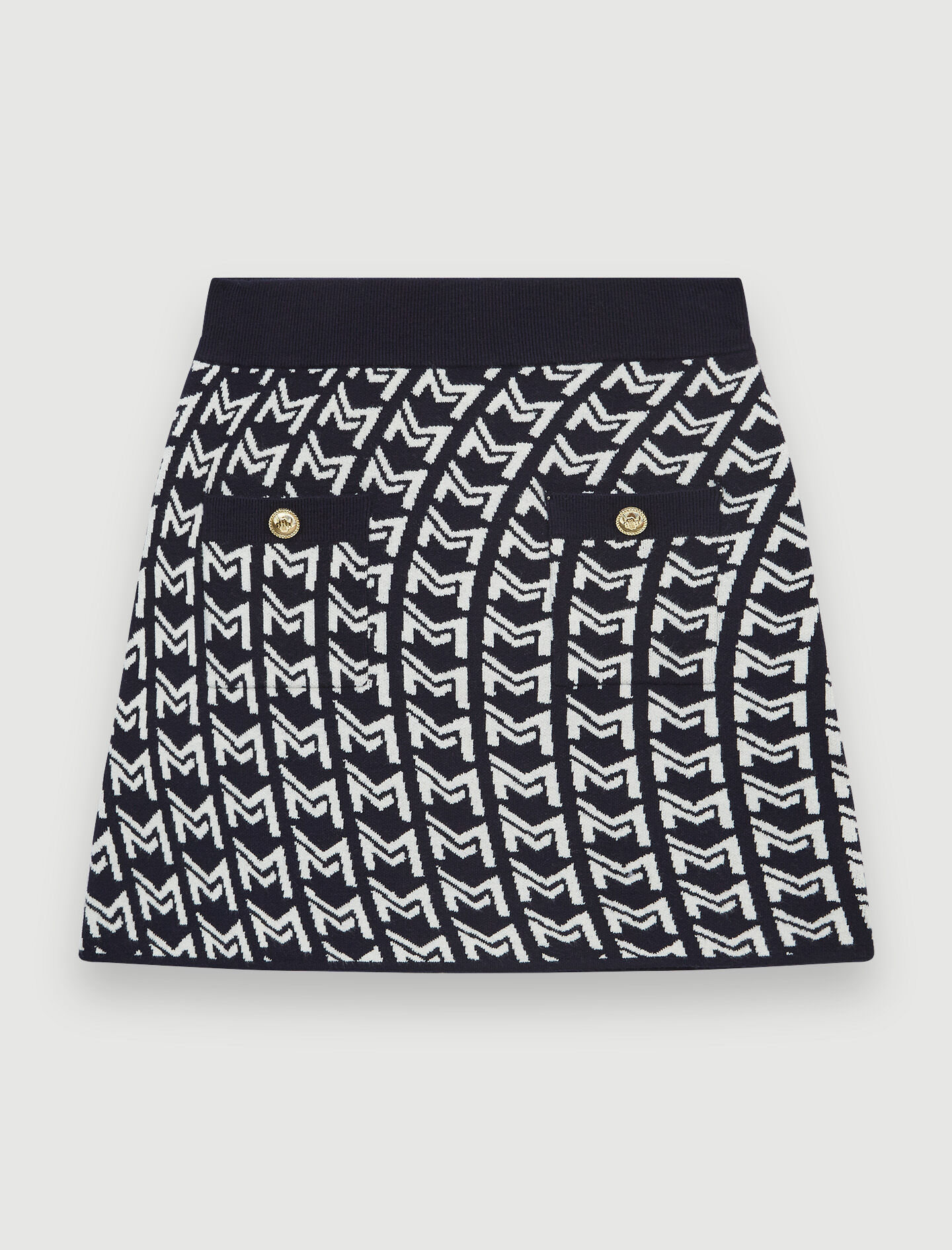 Jacquardrok met monogram - marineblauw