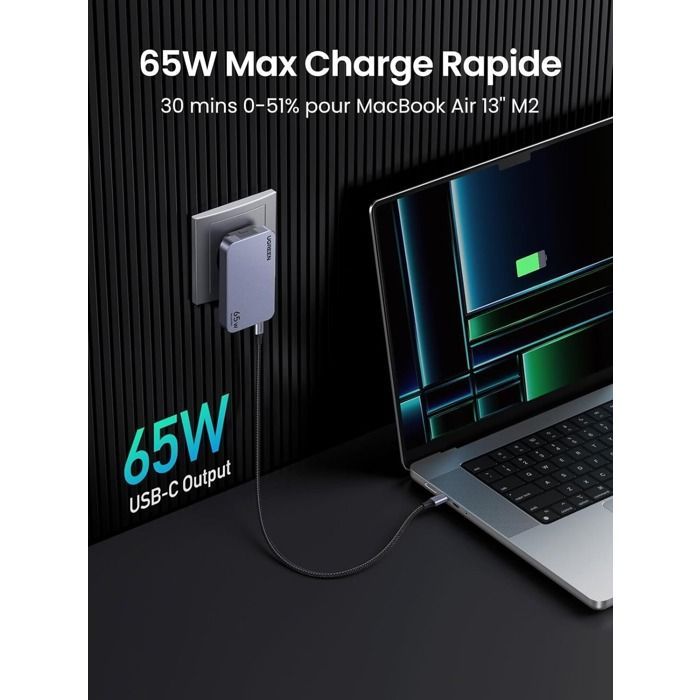 Carregador USB-C - UGREEN - Nexode Pro - 65W - 3 Portas - Adaptador Internacional