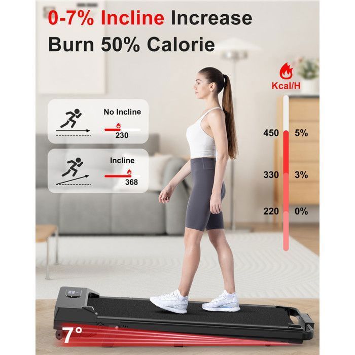 Tapis roulant 3 in 1 - Tapis roulant Dskeuzeew con inclinazione del 7% - Velocità regolabile da 1 a 8 km/h - Superficie 38,5 x 94 cm - Nero