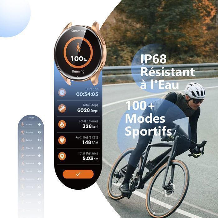 Montre Connectée Femme pour iPhone/Samsung/Android,1.43