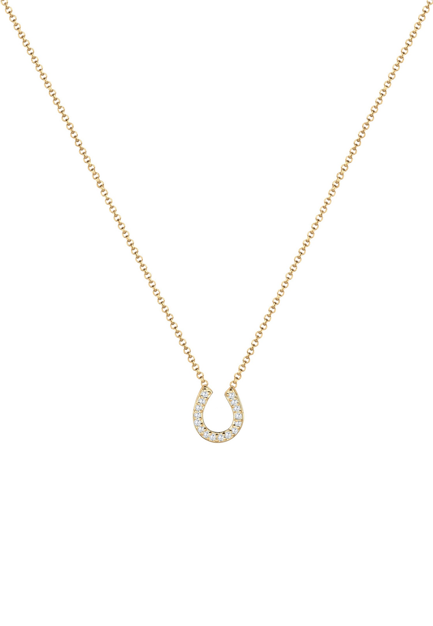 Elli Femmes Pendentif Fer à Cheval Talisman Chance avec Cristaux de Zirconium en Argent Sterling 925