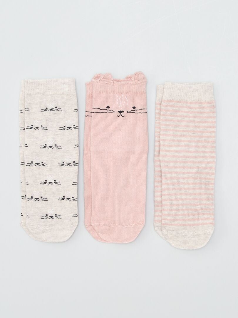 Juego de 3 pares de calcetines antideslizantes - ROSA