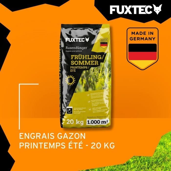 Engrais gazon printemps été FUXTEC FX-RDFS20 NPK  organo-minéral avec magnésium et soufre 20 kg