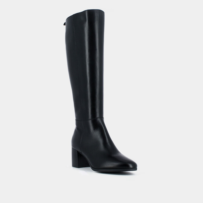 Bottes hautes à talons  en cuir noir
