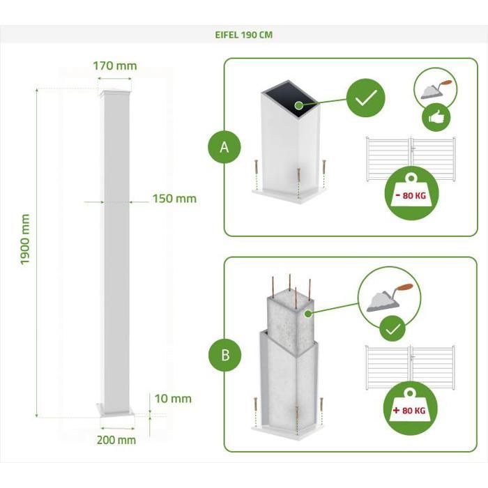Casanoov 3m Vogel sliding gate, 140cm high + 2 posts, 190cm high, white aluminum