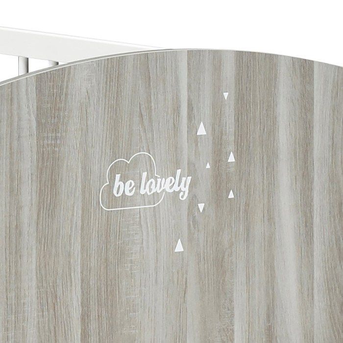 Lit bébé à barreaux - 120 x 60 cm - Babyprice Smile - Chêne silex - Blanc