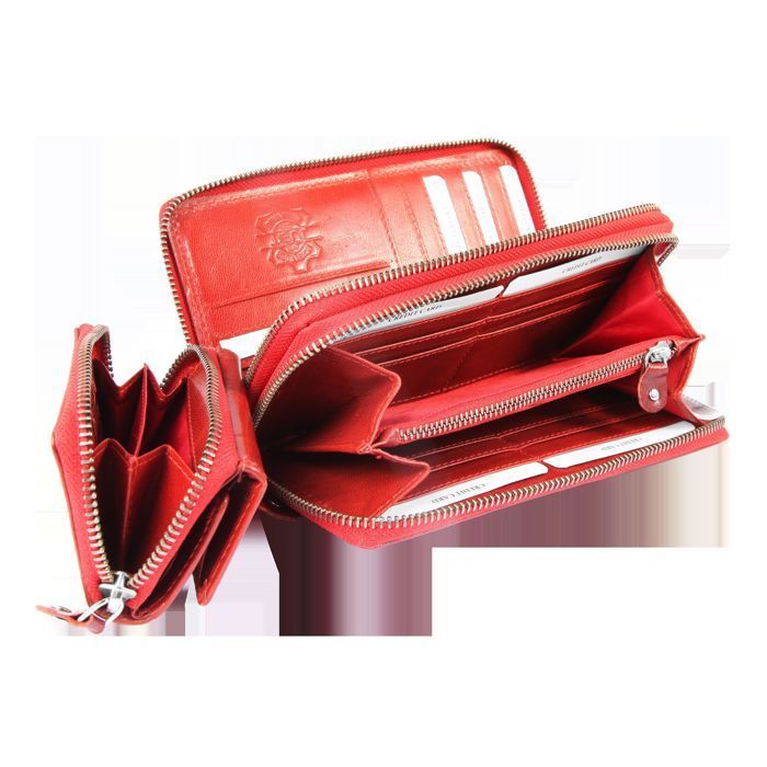 Cartera - JUST - Formato horizontal - Piel de cabra - RFID - Roja