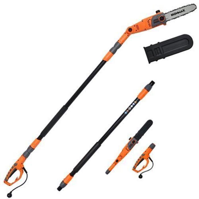Podadora eléctrica de pértiga GOPLUS de 750 W con mango telescópico de 212-286 cm - Sierra de poda - Velocidad de 11 m/s con cabezal ajustable de -30° a 30°