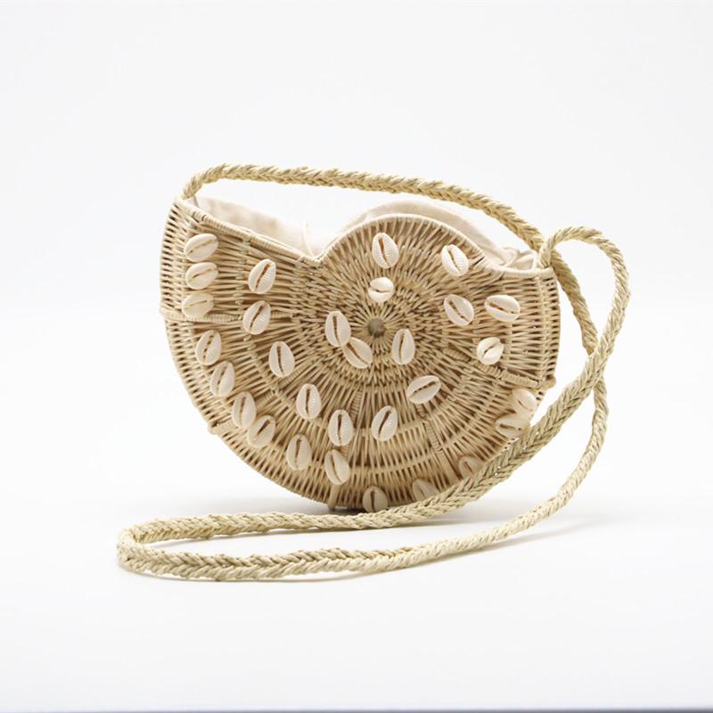 Nouveau sac messager tendance en coquillage tressé à la main, sac en rotin tricoté, sac de créateur au design original, sac pour femme