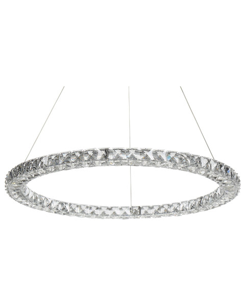Lampa wisząca LED ring okrągła kryształowa srebrna