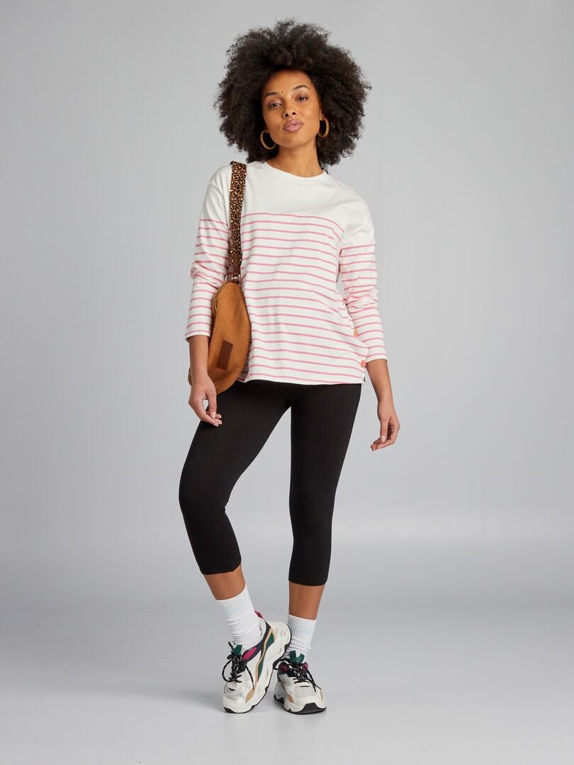 Camiseta listrada para enfermagem - ROSA