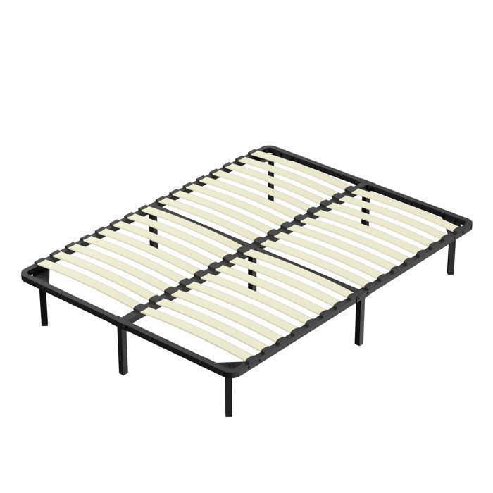 TUNCCO Sommier 140x190, avec 9 Pieds,  2 * 16 Lattes, Sommiers à Lattes pour Adulte - Hauteur sous Le Lit : 29cm