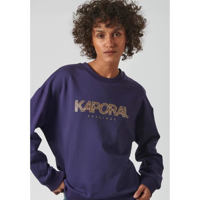 Sudadera de mujer KAPORAL - LISET - Morada - Manga larga - Estampado floral y brillante