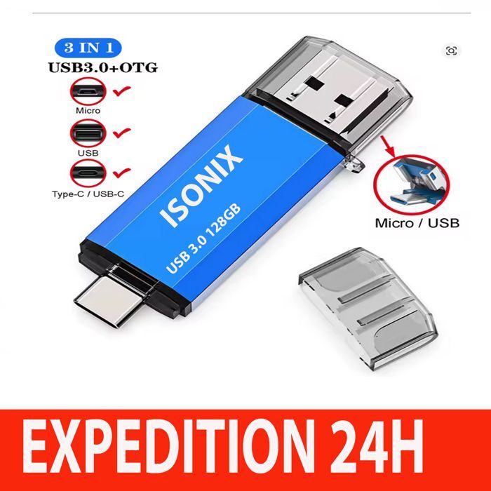 Memoria USB ZISONIX - 128 GB - Tipo C - OTG - USB 3.0 - AZUL