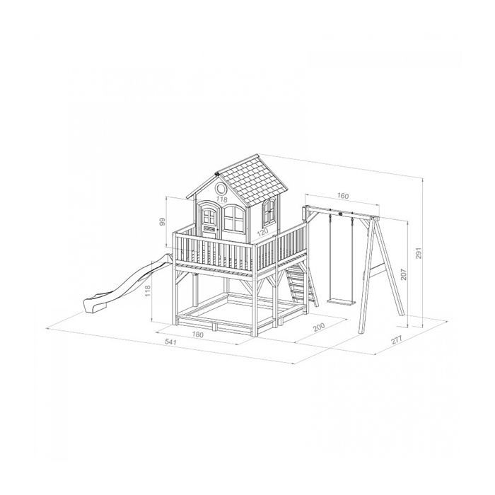 AXI Liam Maison Enfant avec Bac à Sable, Balançoire & Toboggan Vert clair | Aire de Jeux pour l'extérieur en marron & blanc