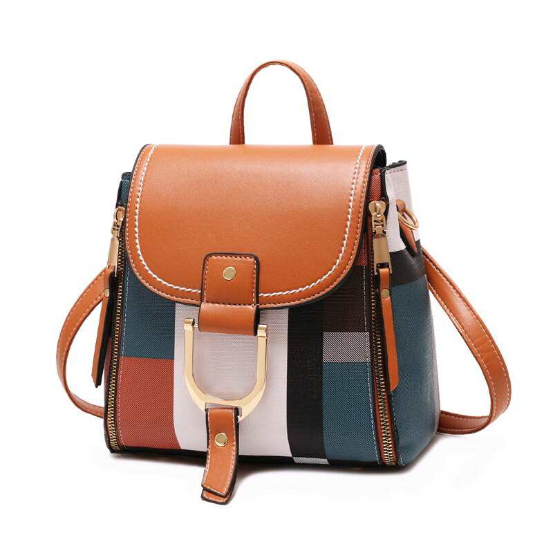 Sac à dos à carreaux anglais pour femmes, sac d'école pour filles, mini sac à dos en cuir PU, marque de sacs à dos pour femmes, sac à bandoulière WLHB1974