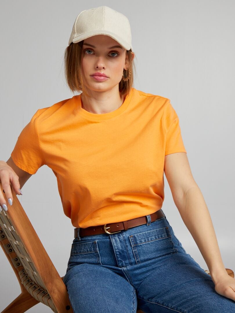 Effen jersey T-shirt - ORANJE