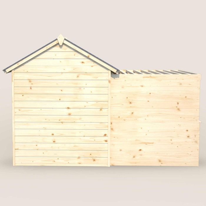 Casita de juegos infantil de madera sin tratar - JARDIPOLYS - Casita de juegos Alpaca - Con pérgola - Dimensiones 245 x 128 x 162 cm