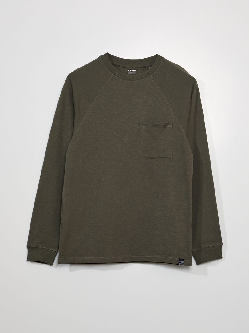 Zwaar T-shirt met lange mouwen - KHAKI
