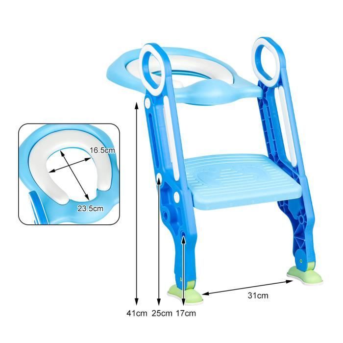 Reductor de asiento de inodoro infantil con escalones y reposabrazos - GOLDCMN - 1-7 años - Blanco - PP + TPR + esponja + PVC