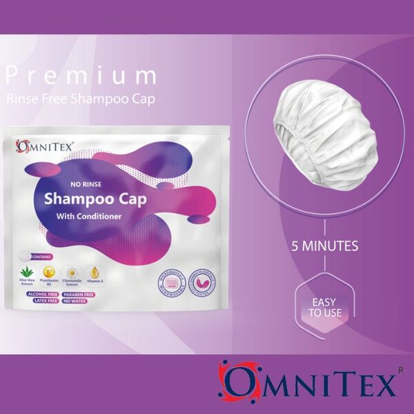 Tampa para Shampoo Omnitex Premium Sem Enxágue, Aquecível no Micro-ondas - Pacote com 5 unidades