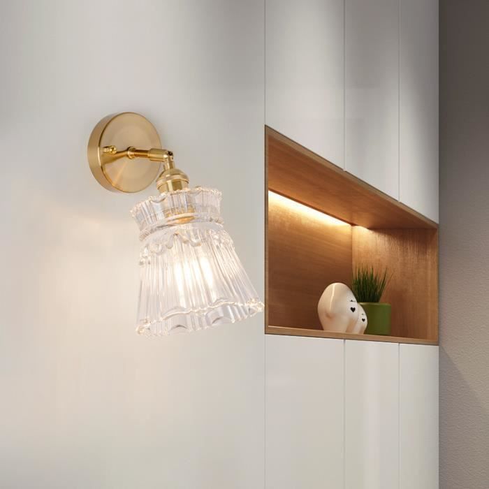 Applique d'intérieur, applique murale en verre laiton dans le vestiaire de la salle de bain, avec ampoule LED de 4 watts.