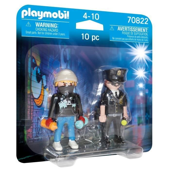 PLAYMOBIL – 70822 – Playmobil-Duo – Polizist und Graffiti-Künstler – Unisex – Kunststoff – Blau