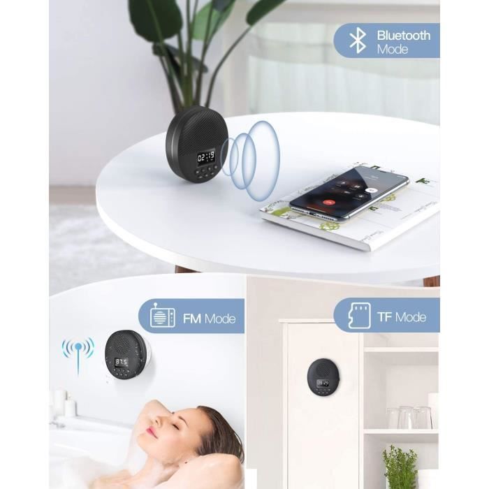 Enceinte Bluetooth 5.0 AGPTEK - Portable Radio de Douche Etanche IPX5 - Lanière et Ventouse - Autonomie 12h