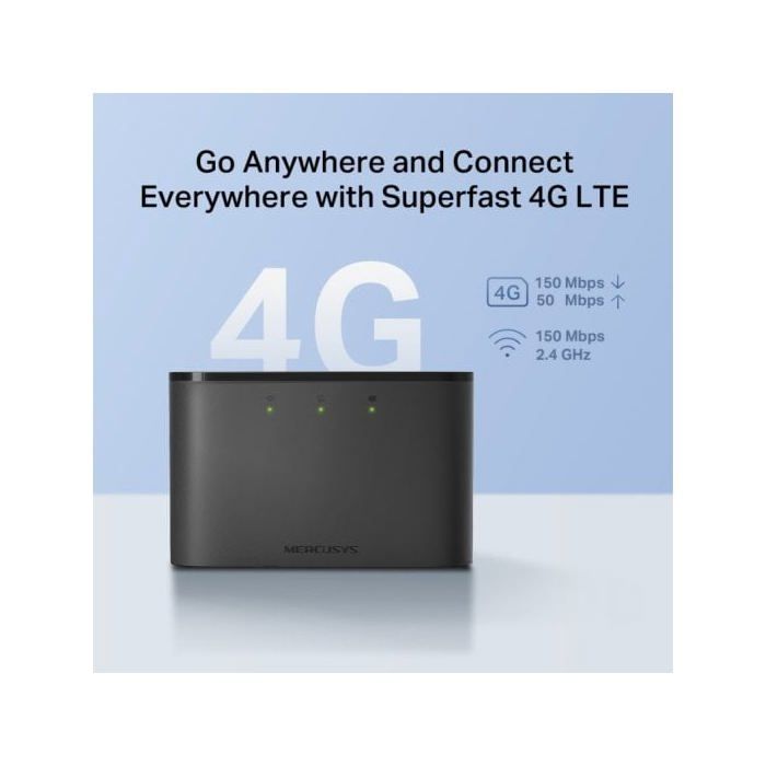 Router mobile 4G LTE - MERCUSYS - MT110 - 150 Mbps - 10 connessioni - Nero