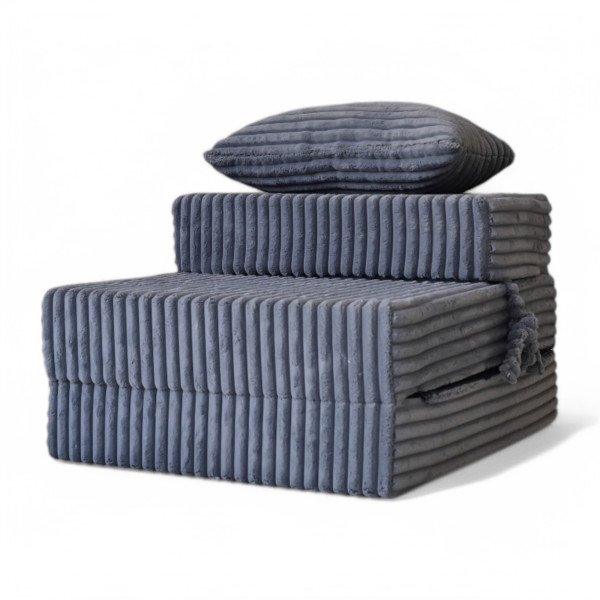 Materac turystyczny składany fotel 200x70x15cm sztruks grafit