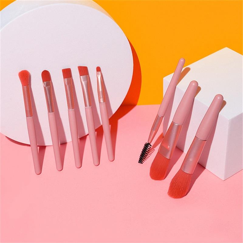 Set di 8 mini pennelli da viaggio per il trucco: pennelli morbidi e delicati per ombretto, fondotinta, cipria, ciglia, labbra, correttore e fard – set cosmetico