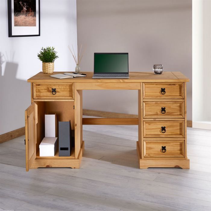 TEQUILA Mexican-style multi-storage desk in solid pine with a waxed finish
