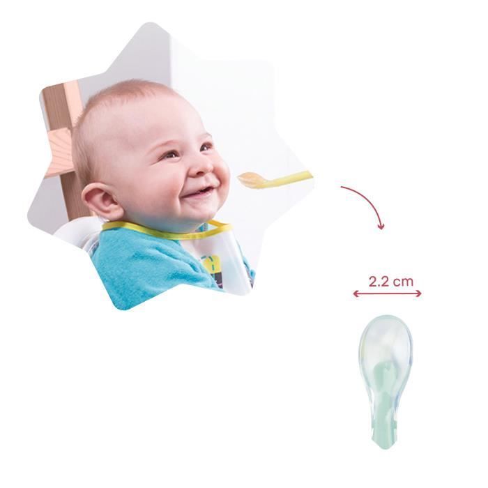 Badabulle Lot de 2 Cuillères en silicone - Ultra-flexibles, Ergonomiques, Sans BPA, 4m+