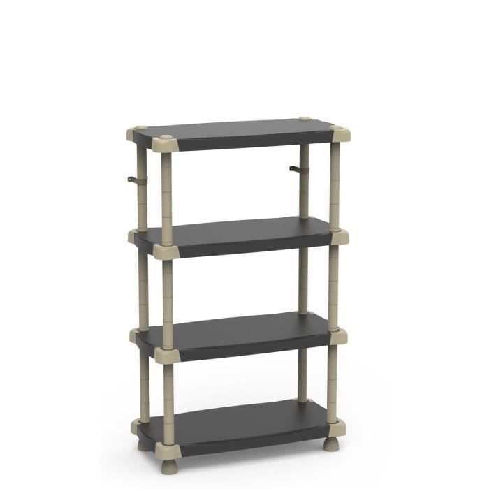 Etagère - PLASTIKEN - Plastique - 88 x 43 x 150 cm - 4 étages - Noir