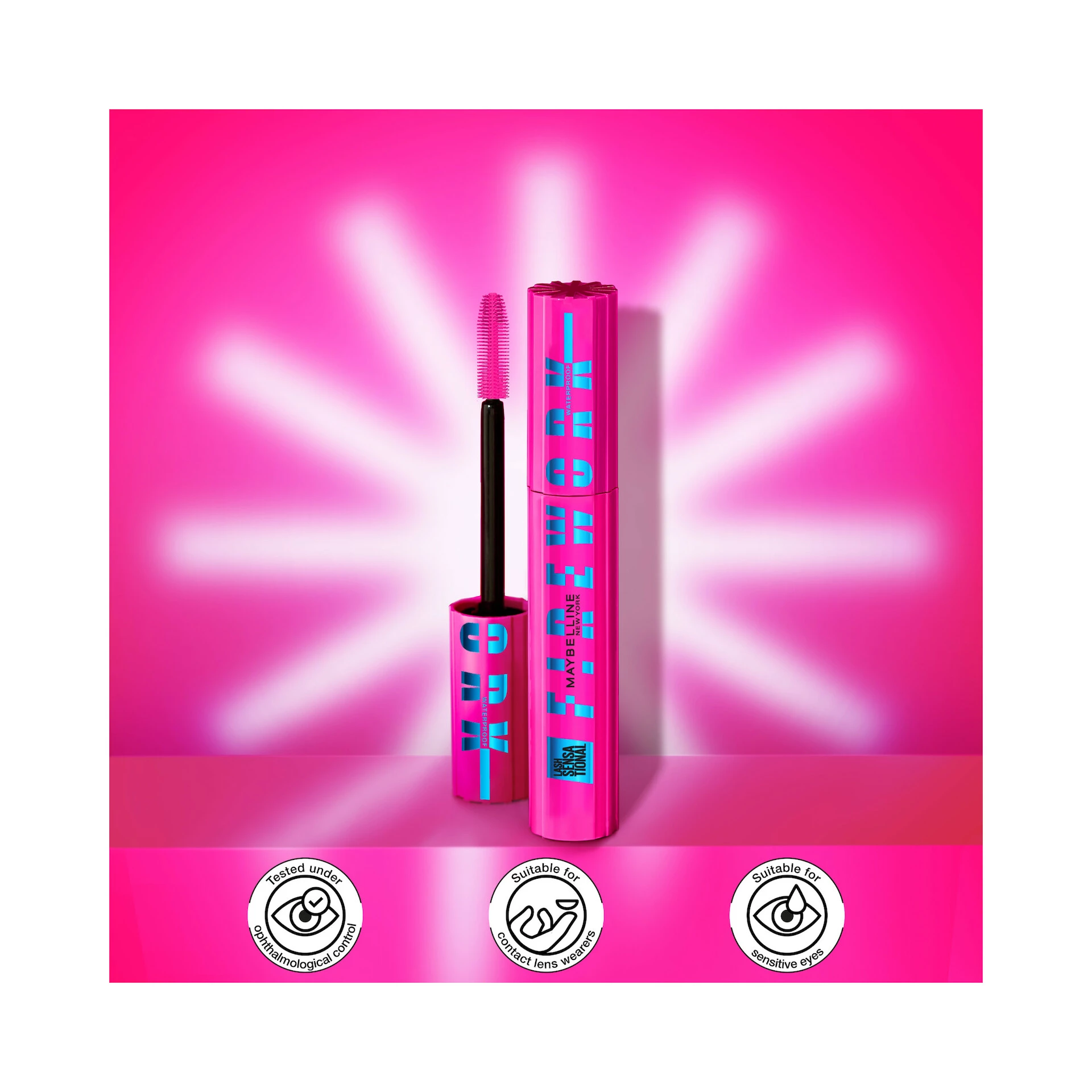 Rimel Lash Sensational Firework, foarte negru, rezistent la apă - Maybelline