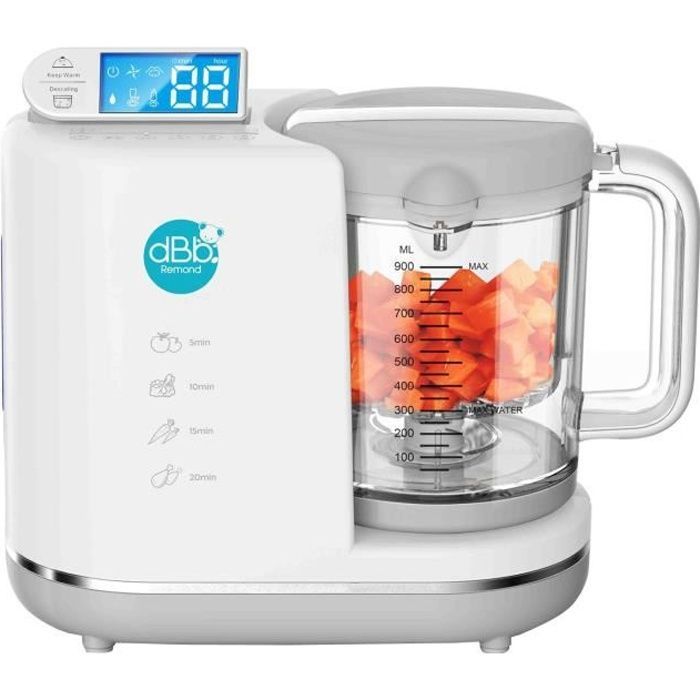 dBb Remond Chef - Robot culinaire bébé Multifonction 6en1 - Puissance 700 Watts - Capacité 900 Ml - Gris