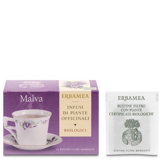 ERBAMEA Erbamea Biologische kruidenthee met malva-smaak 20 filters Verzachtende en spijsverteringsbevorderende kruidenthee