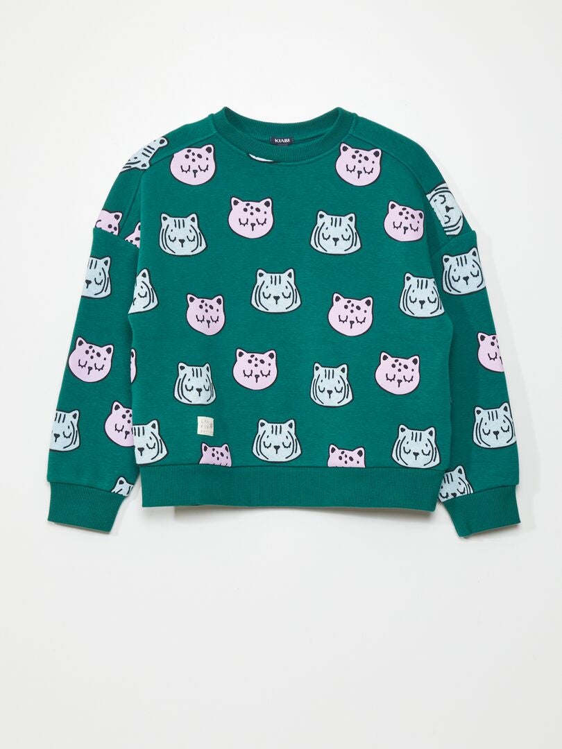 Fleece sweatshirt - Grafik Edition - GROEN