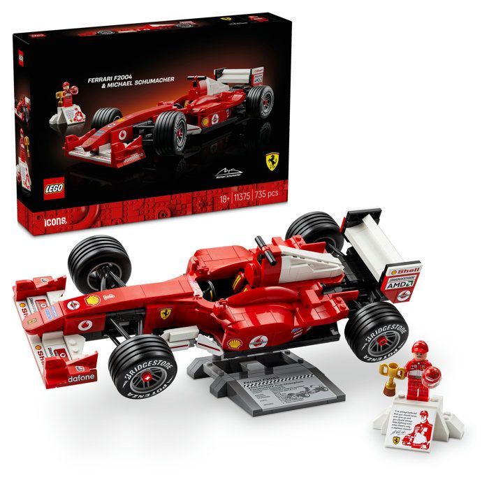 LEGO Icons 11375 Ferrari F2004 and Michael Schumacher - F1 Car Model - Adult Set