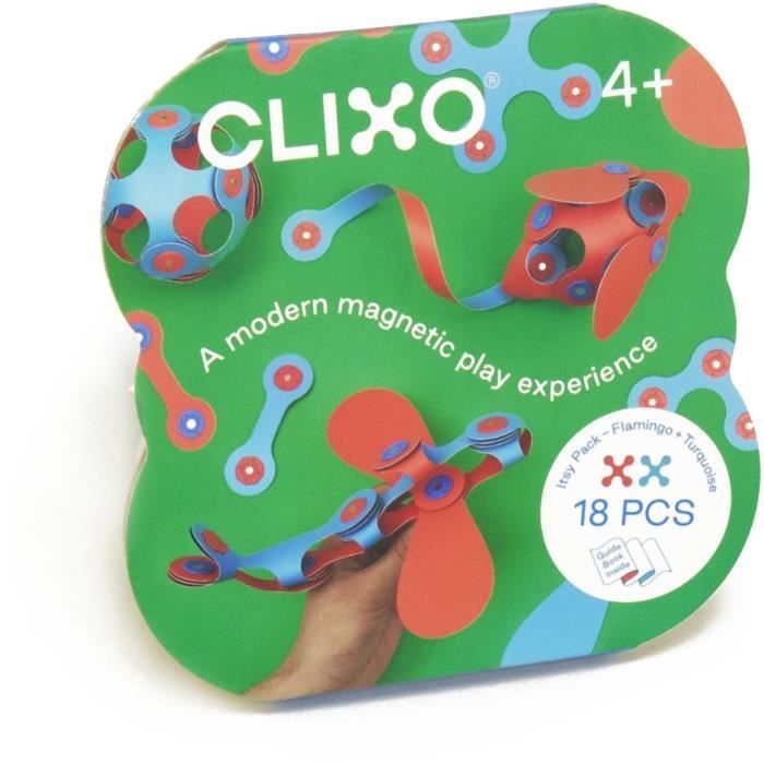 Itsy CLIXO - Flamingo/Turquoise - GIPSY TOYS - Magnetische bouwset - Educatief en creatief speelgoed - 18 onderdelen - Geschikt voor kinderen vanaf 4 jaar