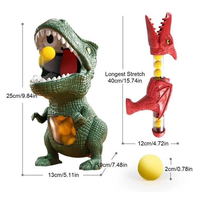 Juguetes interactivos de dinosaurios para padres e hijos, 2 accesorios de disparo de dinosaurios, 24 bolas de disparo, 1 dinosaurio grande