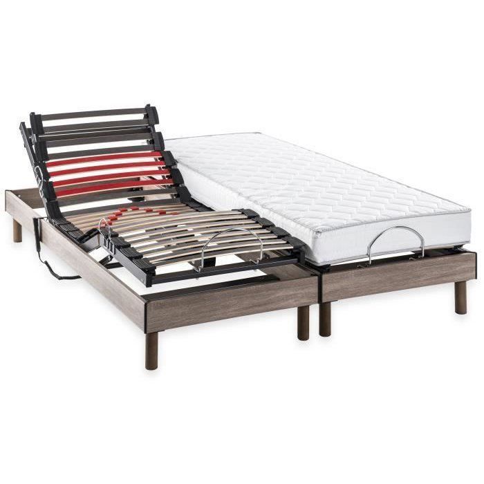 Conjunto de colchón y base de cama eléctricos ajustables COMFORT - 2 x 80 x 200 cm - Colchón de espuma - DEKO DREAM Samba