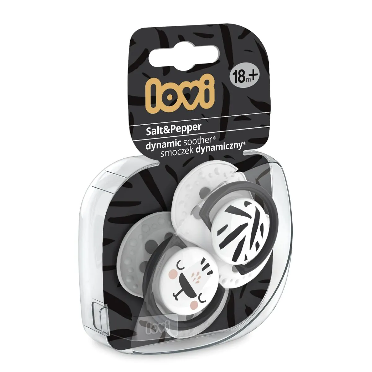 Lovi Smoczek Silikonowy Dynamiczny Salt&Pepper 18M+
