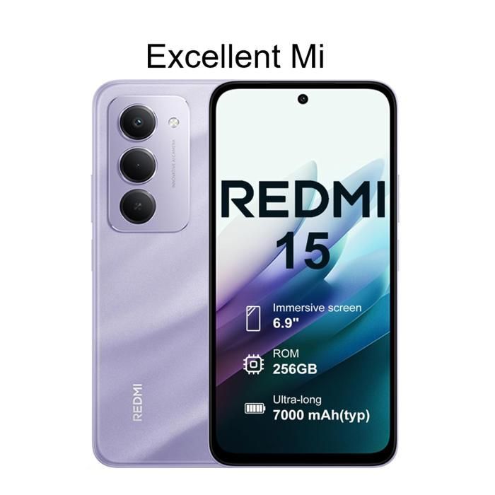Smartphone Xiaomi Redmi 15 4G con 8 GB de RAM y 256 GB de ROM - Morado - Versión UE - Vendido por Excellent Mi - Cargador no incluido