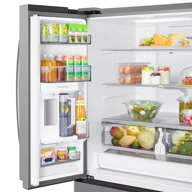 Samsung Mega Capacity 31,5 köblábas intelligens franciaajtós hűtőszekrény dupla jégkészítővel (ujjlenyomat-taszító rozsdamentes acél) ENERGY STAR minősítésű