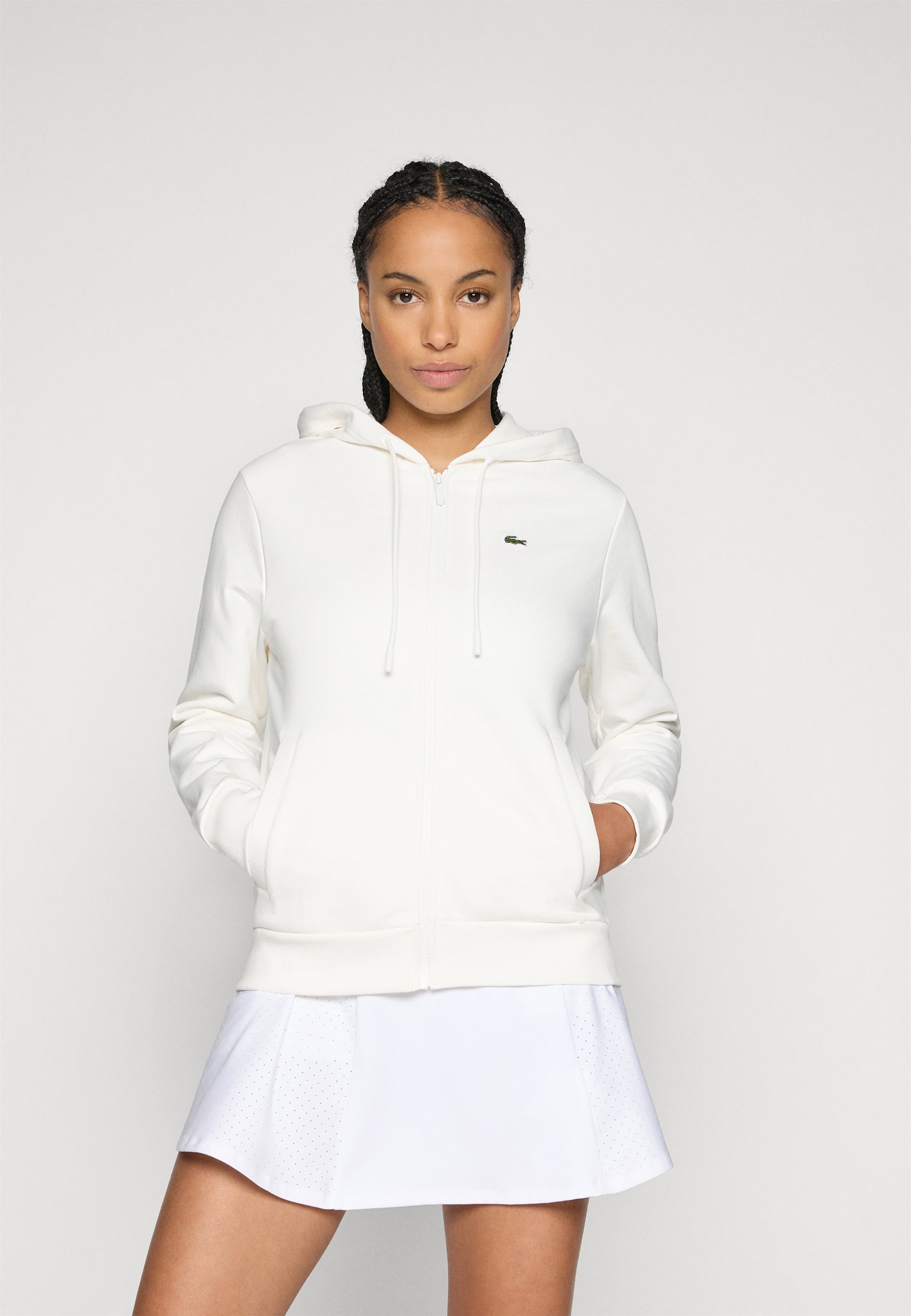 Lacoste Sport HOODED CLASSIC - Sweat-shirt zippé - couleur farine