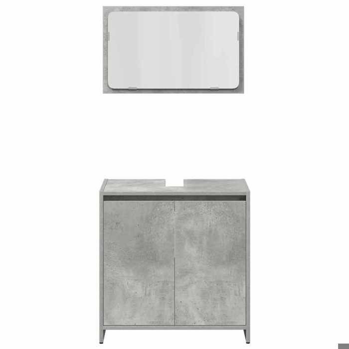 Ensemble de meubles de salle de bain - KALISSE - 3 pièces - Gris béton - Bois d'ingénierie - 60 kg max